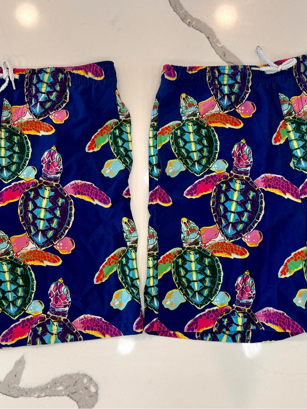 Millie & Maxx Vibrant Navy Swim Trunks with Colorful Sea Turtle Pattern